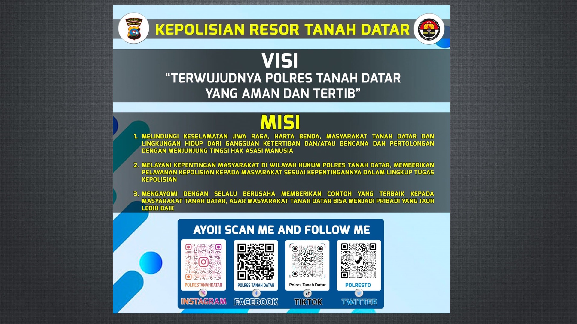Visi Dan Misi Polres Tanah Datar