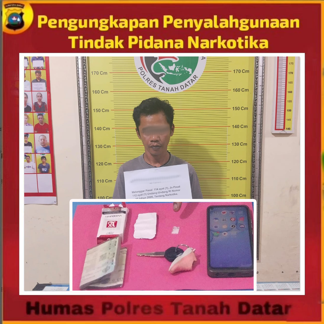 Penghujung Bulan Oktober, Sat Res Narkoba Polres Tanah Datar Berhasil Amankan 1 Orang Laki-laki Terduga Pelaku Penyalahgunaan Sabu-sabu