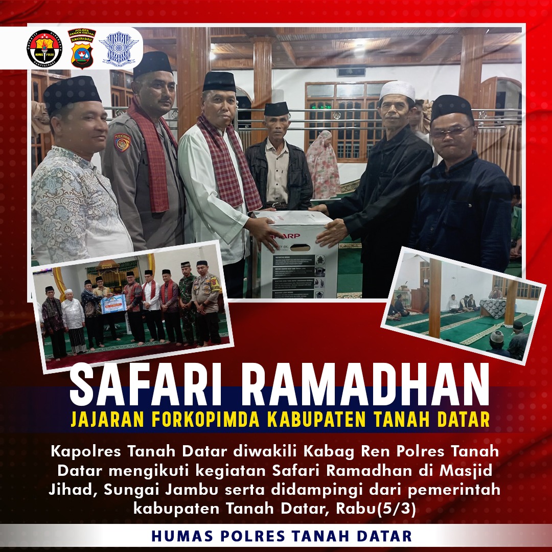 Wakili Kapolres, Kabag Ren Polres Tanah Datar ikuti Safari Ramadhan di Masjid Jihad Sungai Jambu